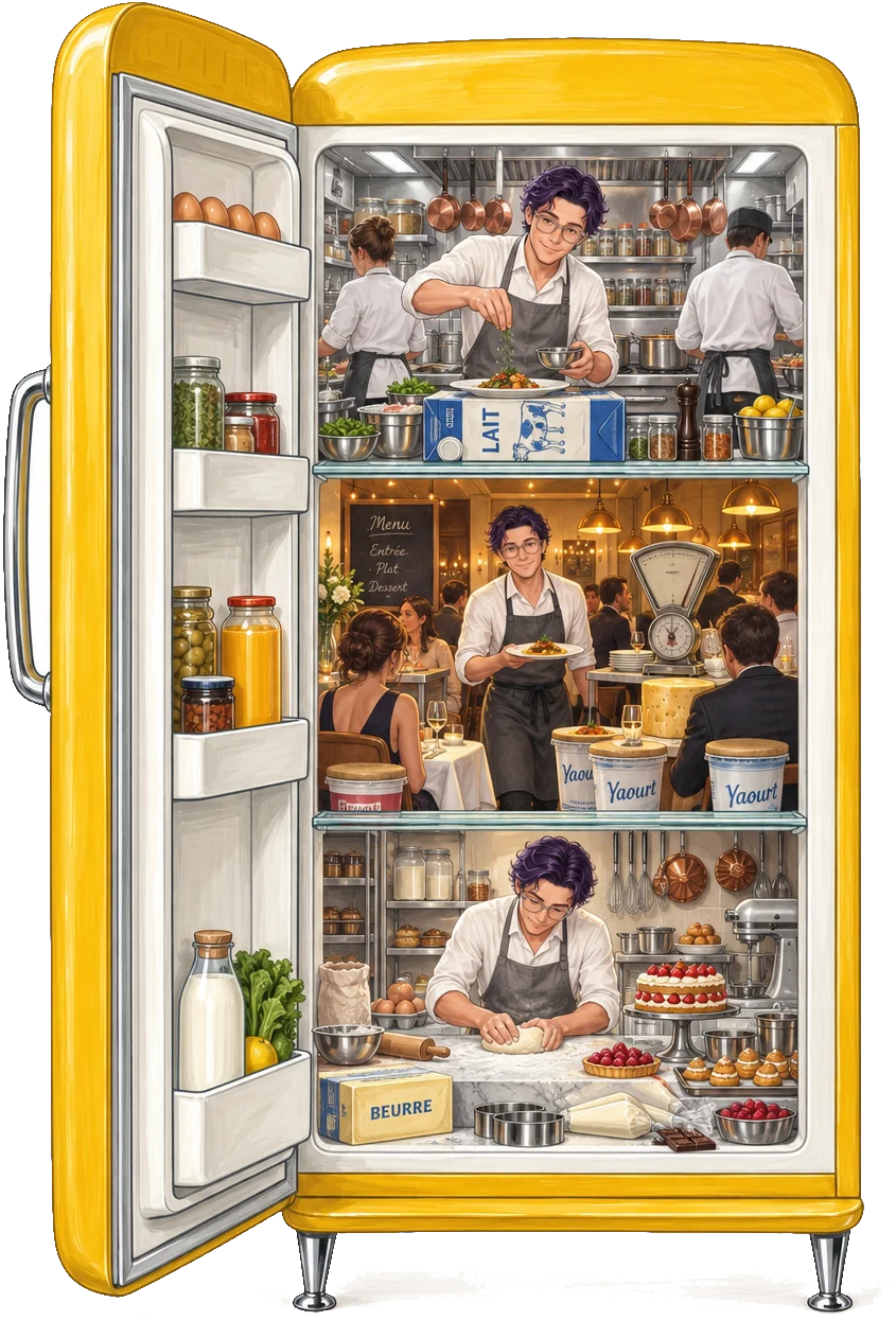 Le frigo ouvert : dedans, la mission aide-comptable
