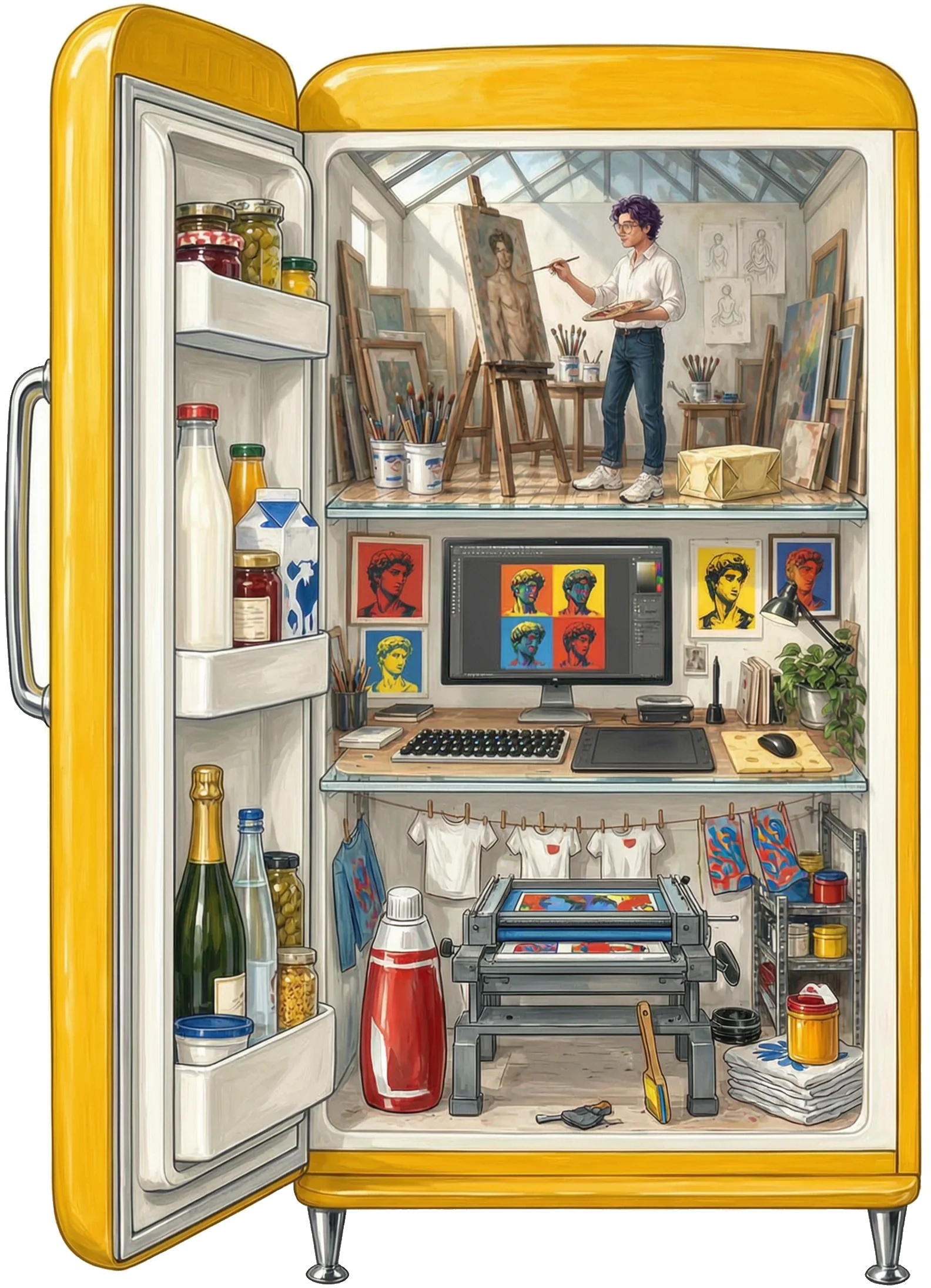 Le frigo ouvert : dedans, la mission infographiste